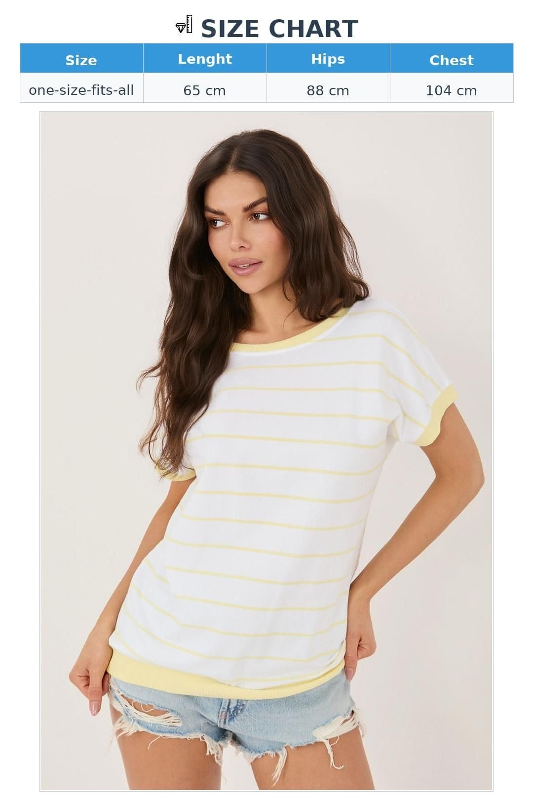 Love Lace Love Lace Women's Striped Cotton Elastane Blouse with Bow in Yellow - 4