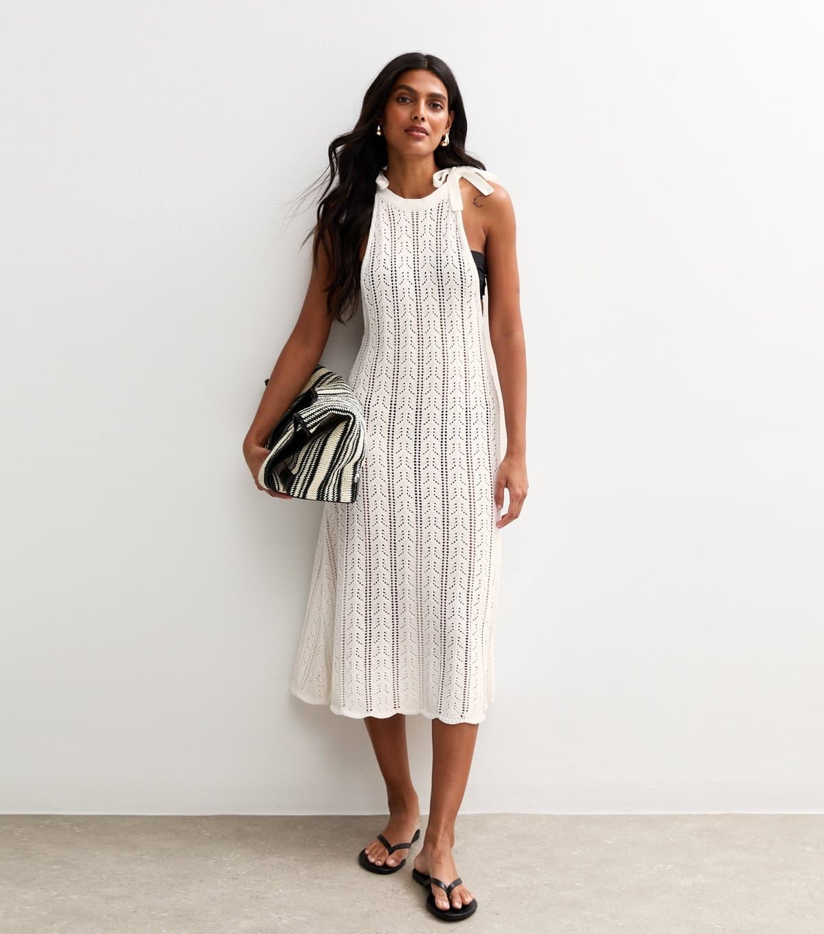 Sunshine Soul Sunshine Soul White Crochet Midi Dress