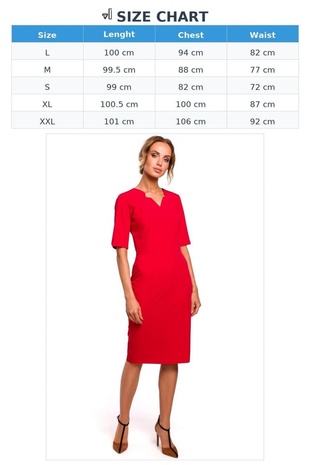 Love Lace Love Lace Women's Subtle Office Pencil Dress with V Neck Cutouts in Red - 3