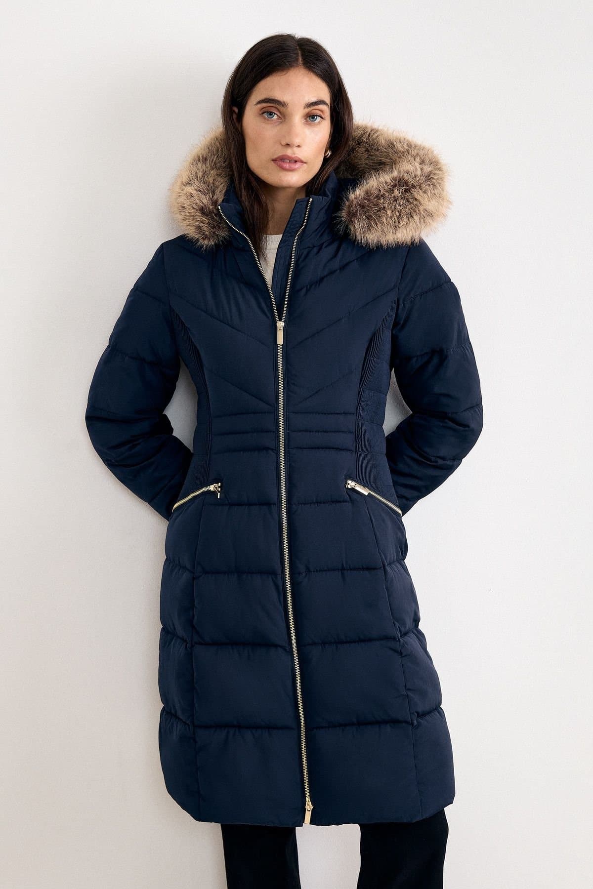 Phase Eight Phase Eight Women's Amber Midi Puffer Jacket in Dark Navy
