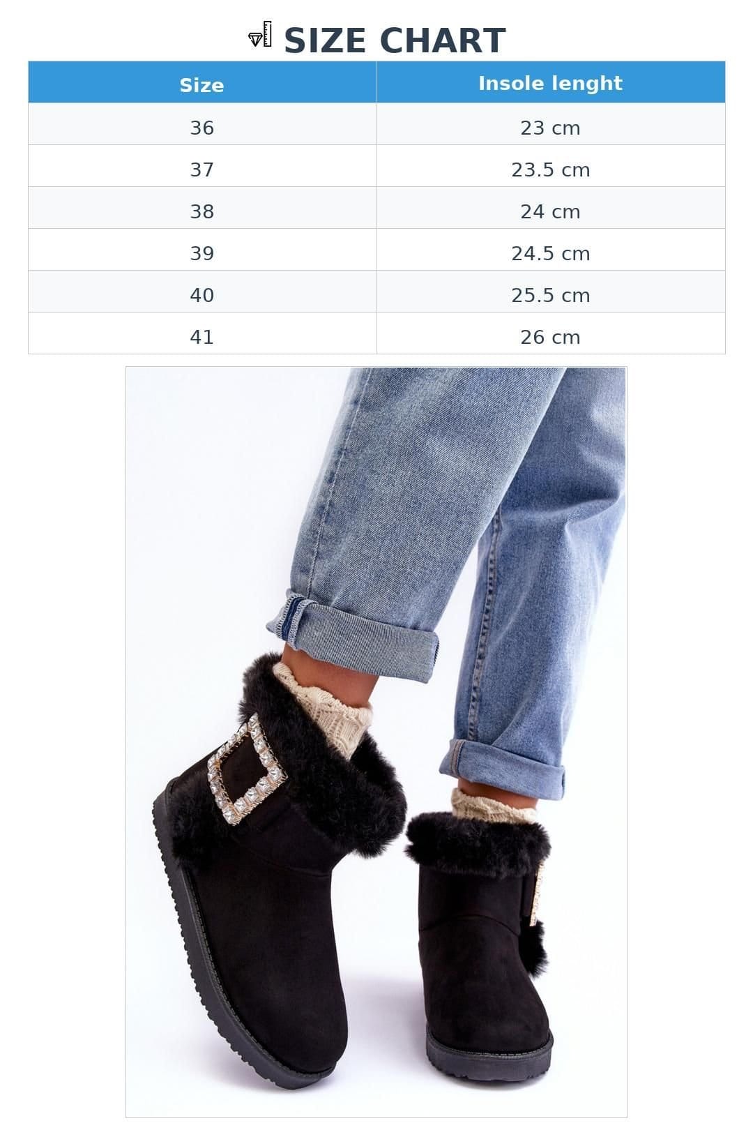 Love Lace Love Lace Women's Snow Boots Buckle Fur Lined Suede Winter Comfort Warmth in Black - 4