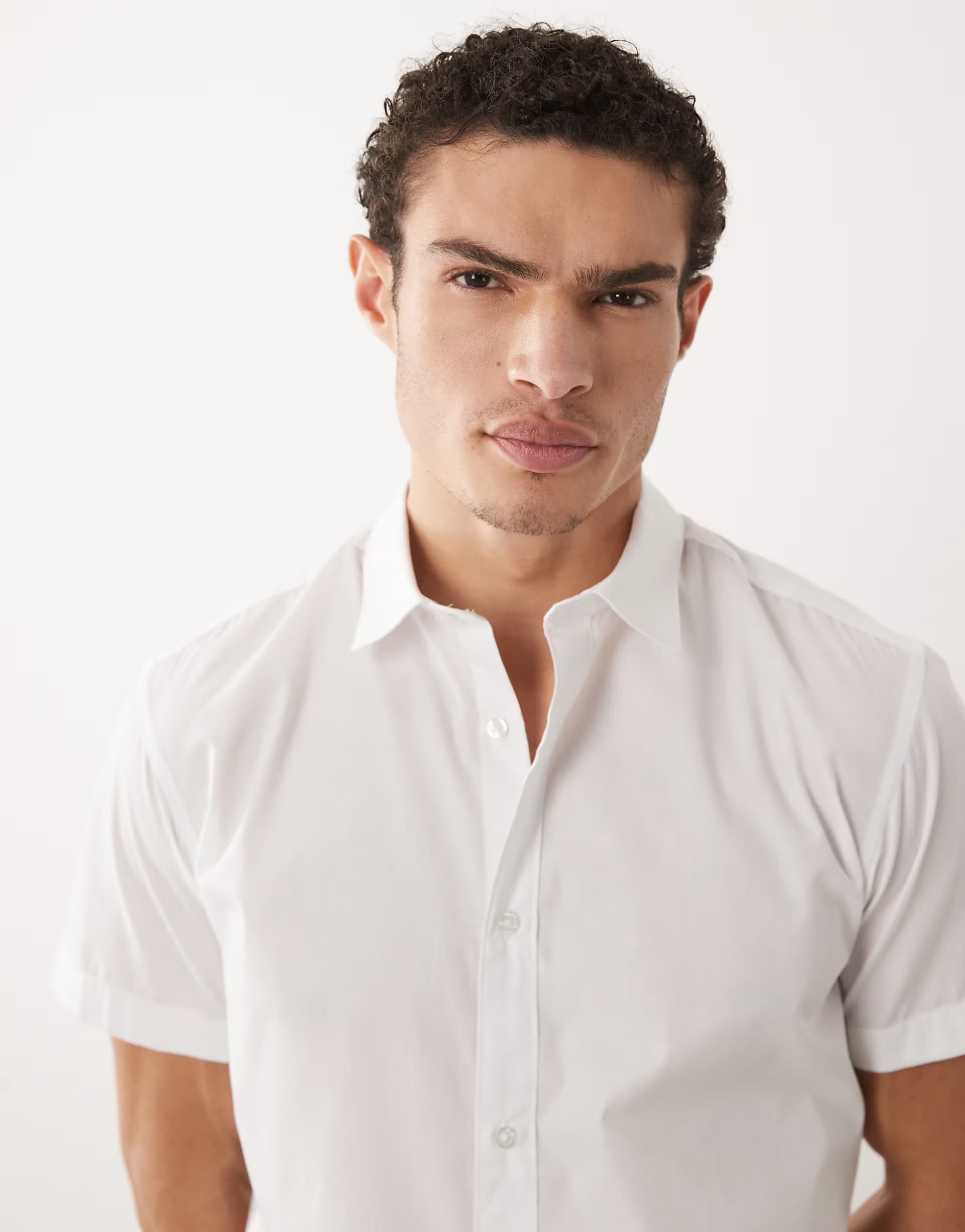 ASOS Jack & Jones short sleeve poplin shirt in white