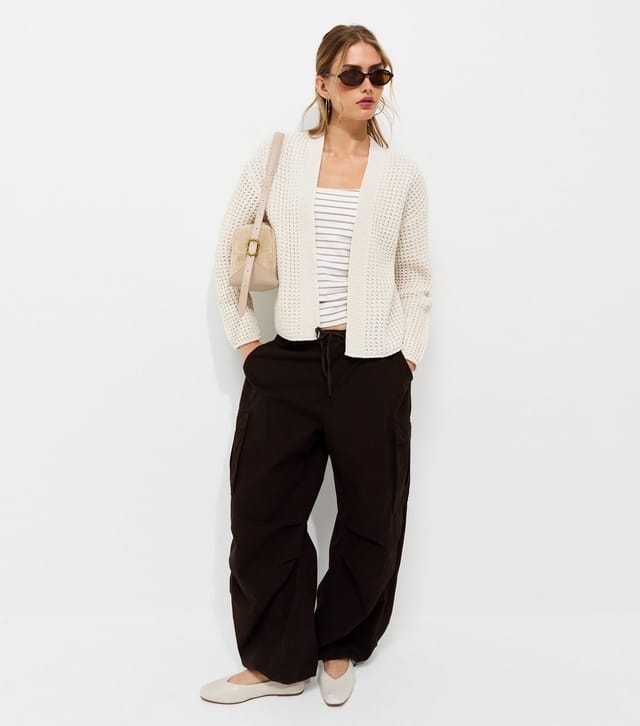 New Look Women's Off White Moss Stitch Open Front Cardigan New Look - 3