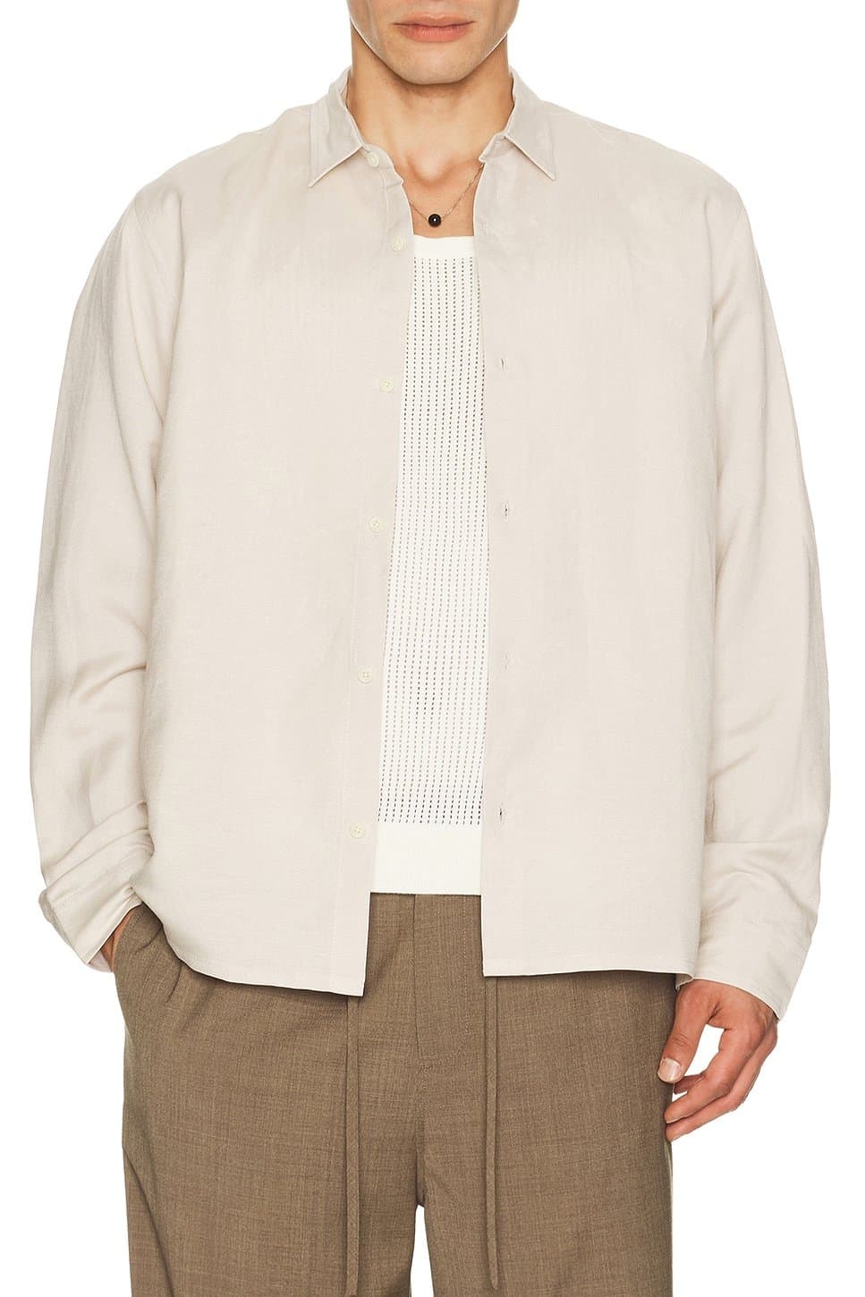 revolve Revolve Sand Linen Long Sleeve Shirt