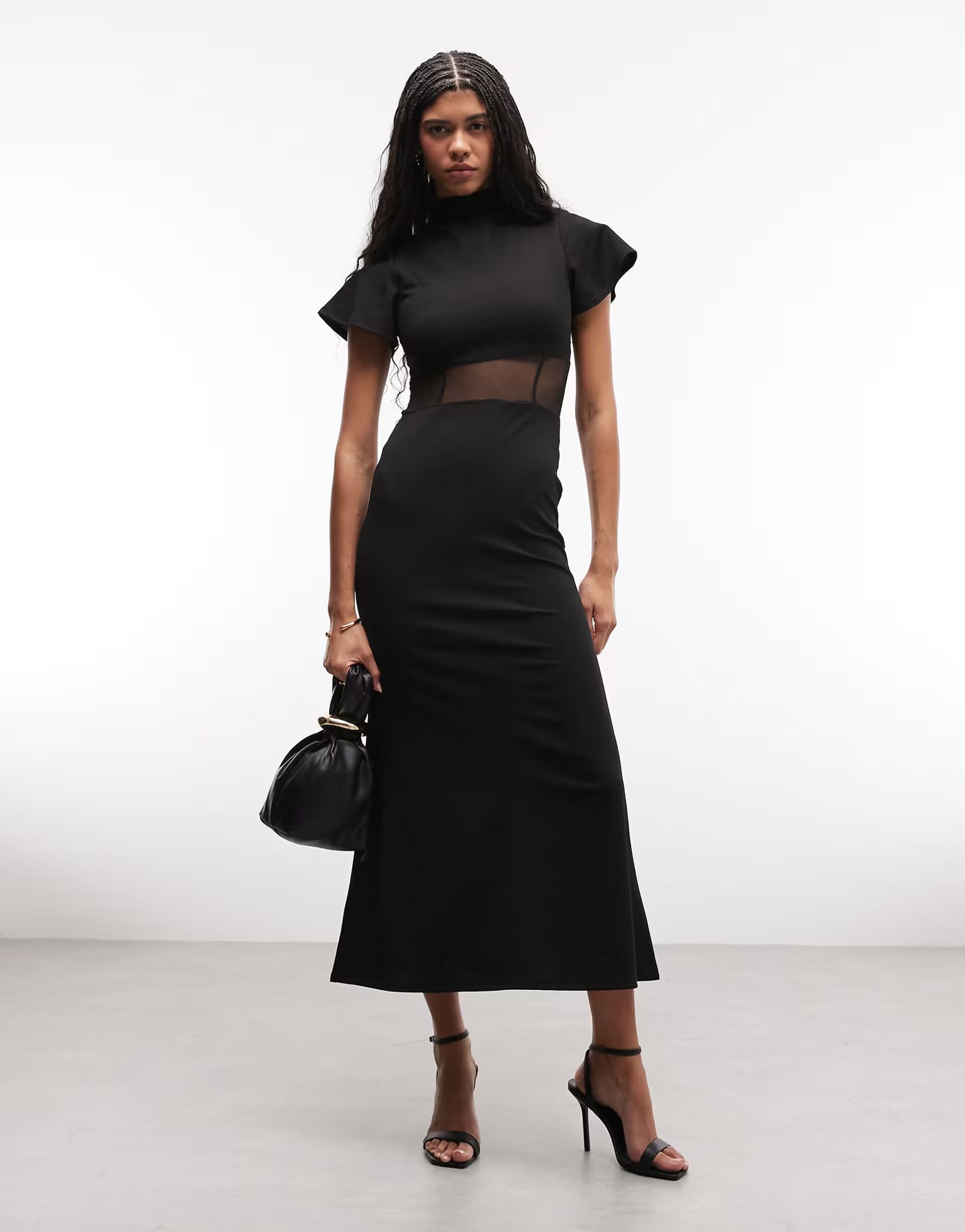 ASOS ASOS DESIGN maxi dress with mesh corset seam detail in black