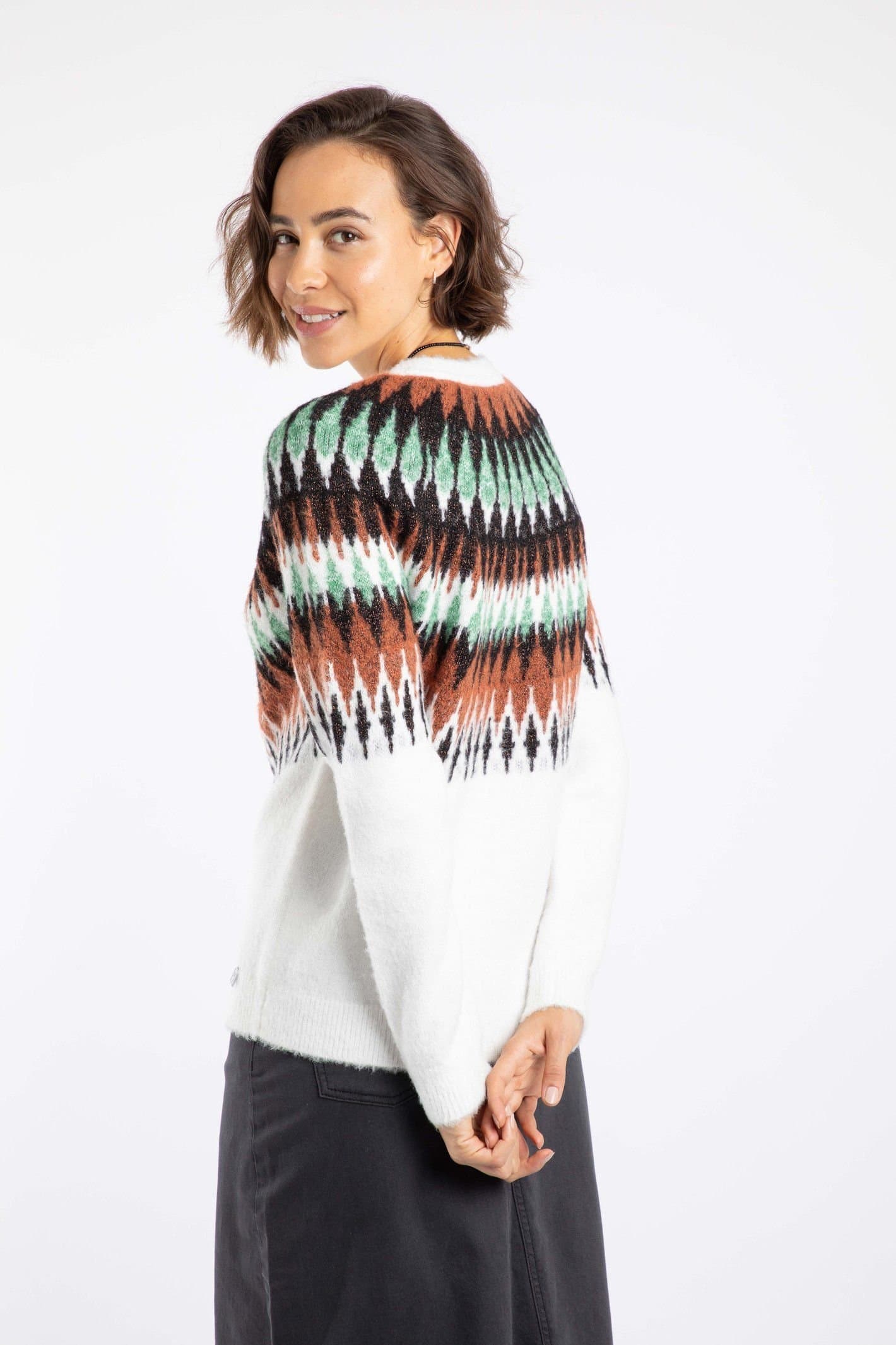 Weird Fish Weird Fish Women's Cedar Metallic Fair Isle Jumper in Off-White
