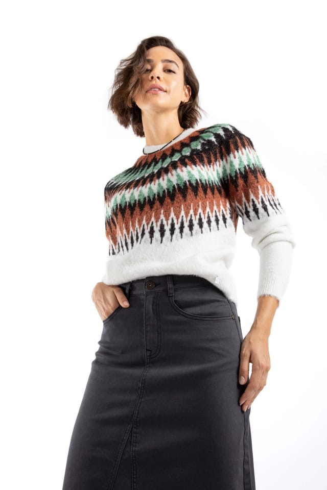 Weird Fish Weird Fish Women's Cedar Metallic Fair Isle Jumper in Off-White - 3