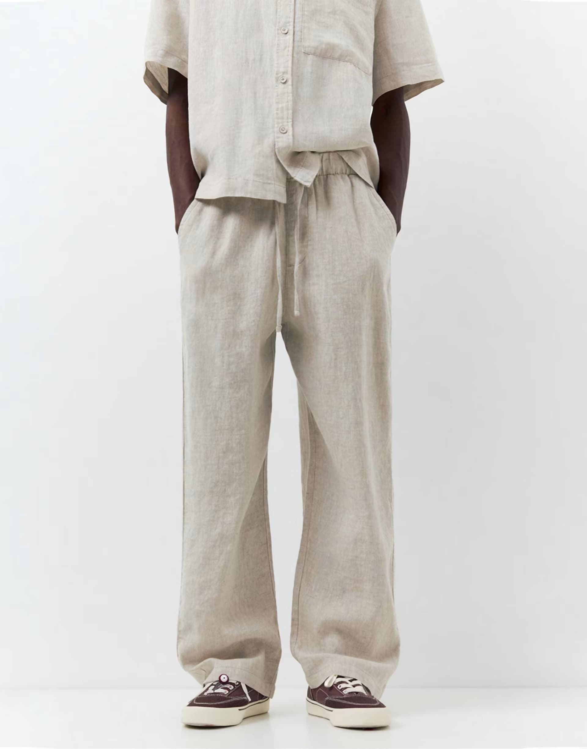 ASOS Pull&Bear 100% linen trousers in beige