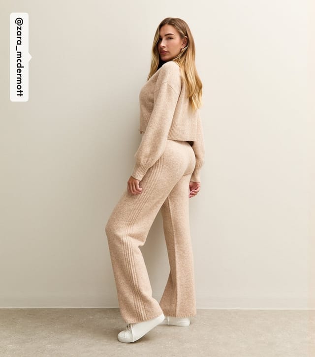 Rise Women's by Zara McDermott Brown Knitted Wide Leg Joggers Rise New Look - 2