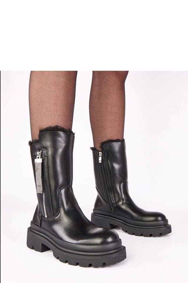 Love Lace Love Lace Women's Stylish Ankle Boots with Drative Zipper & Warm Lining in Black - 2