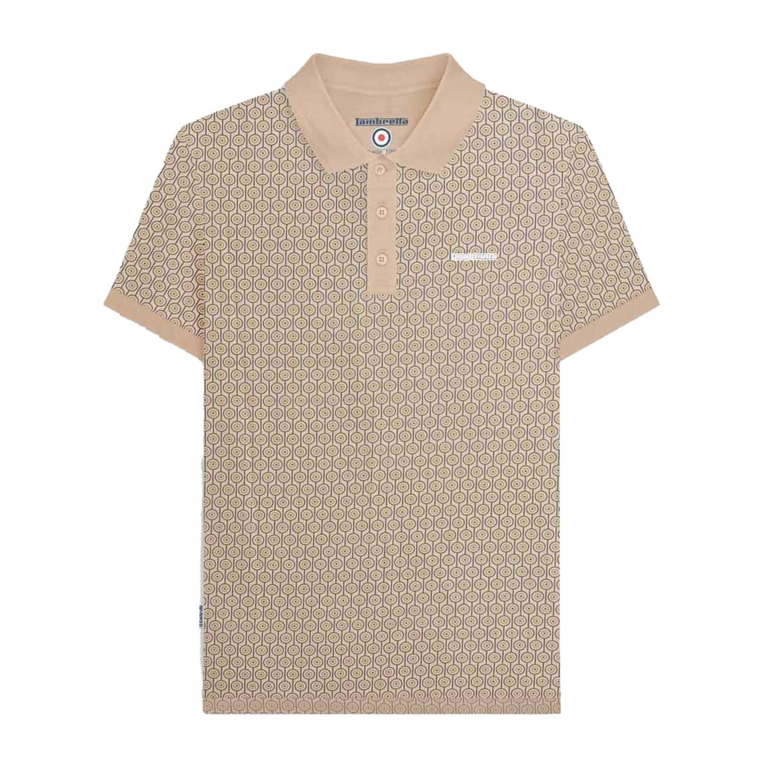 Lambretta Lambretta Men's Geometric Circle Big & Tall Polo Shirt in Stone