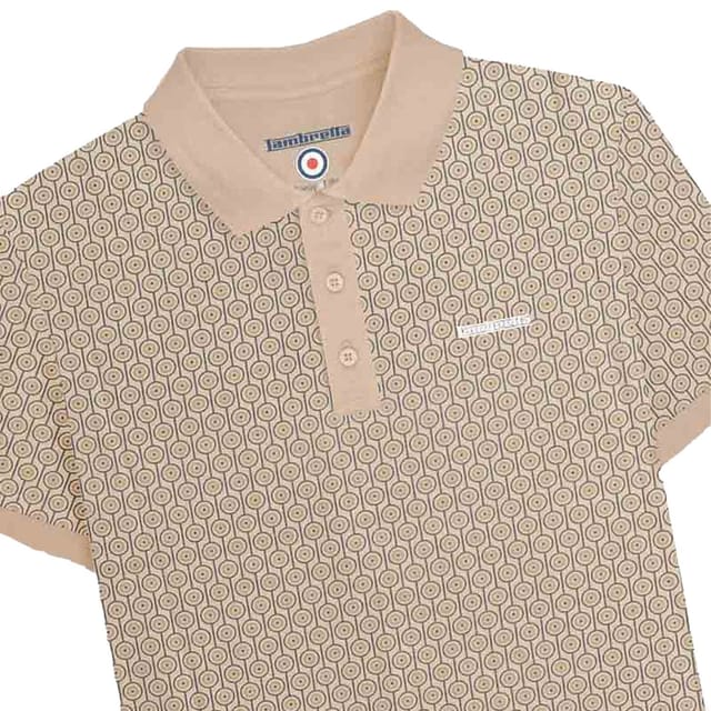 Lambretta Lambretta Men's Geometric Circle Big & Tall Polo Shirt in Stone - 3