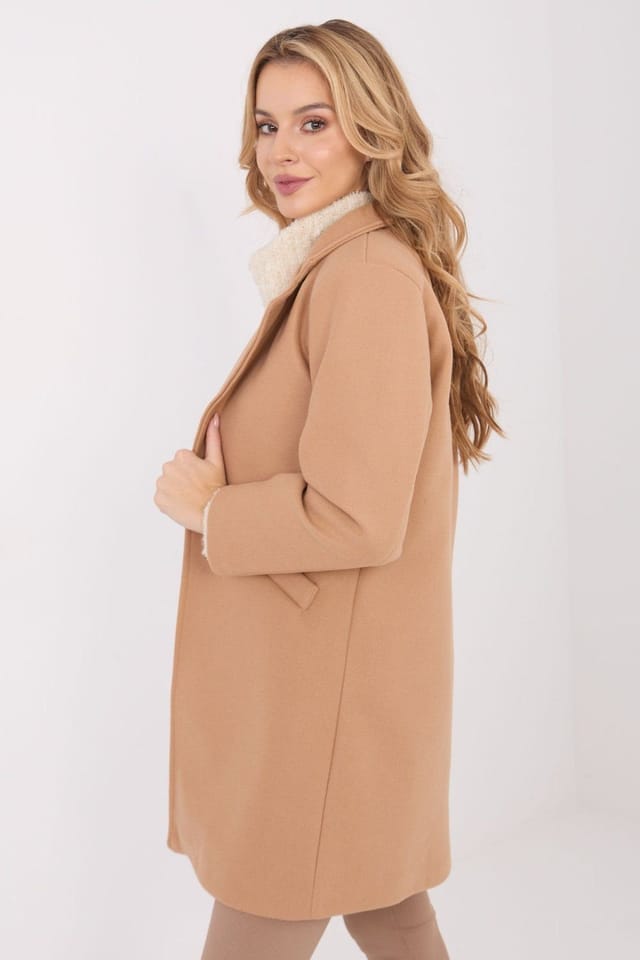 Love Lace Love Lace Women's Elegant Short Lapel Transitional Coat Style 222164 in Camel - 2