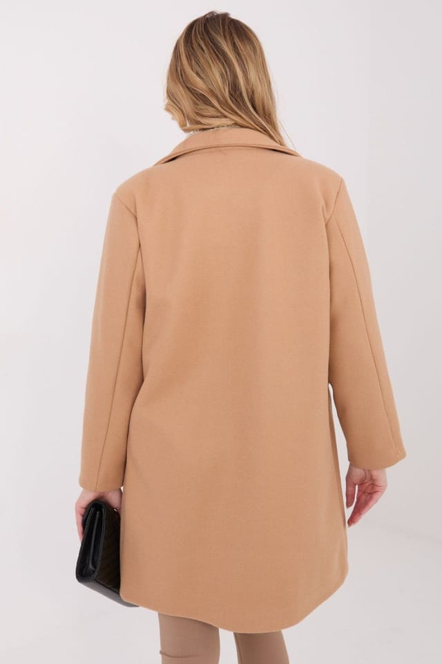 Love Lace Love Lace Women's Elegant Short Lapel Transitional Coat Style 222164 in Camel - 3