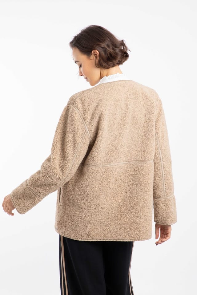 Weird Fish Weird Fish Women's Gleason Faux Shearling Jacket in Light Brown - 3