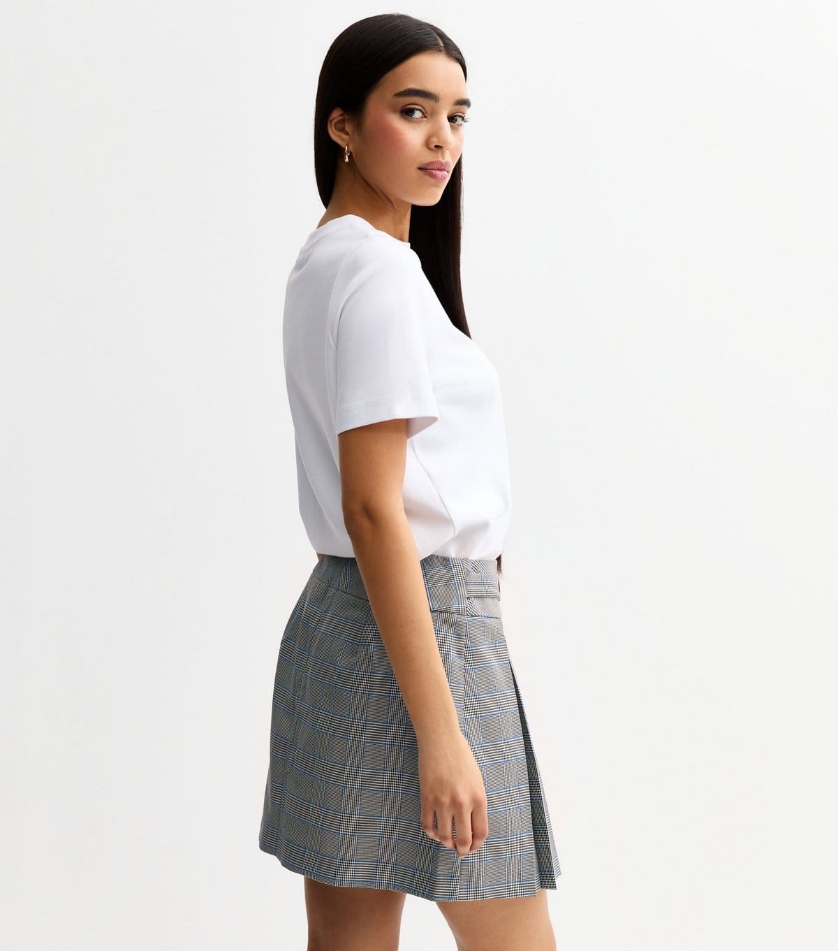 New Look Women's Black Checked Plated Mini Skirt New Look - 4