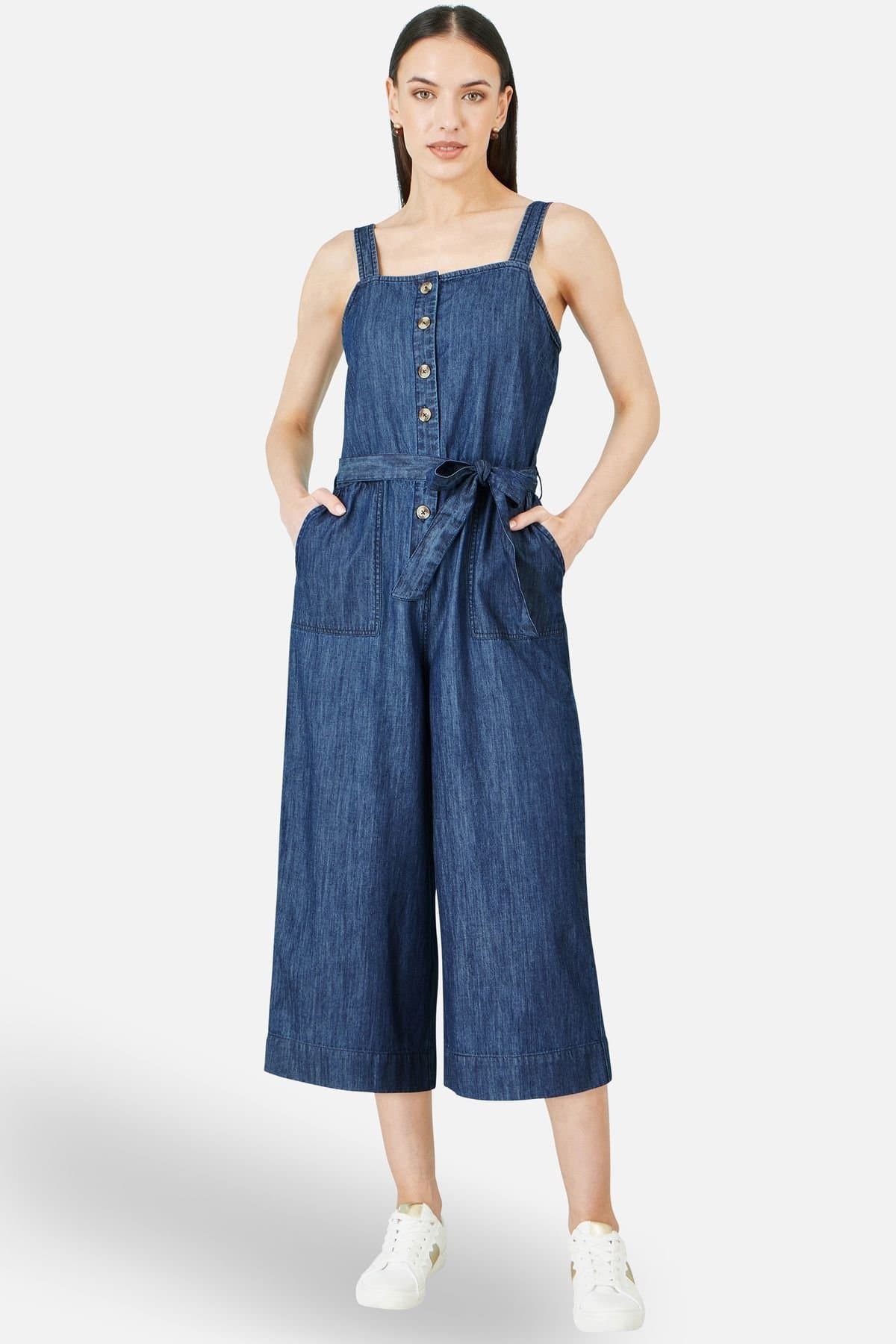 Yumi Yumi Women's Blue Chambray Button Through Jumpsuit