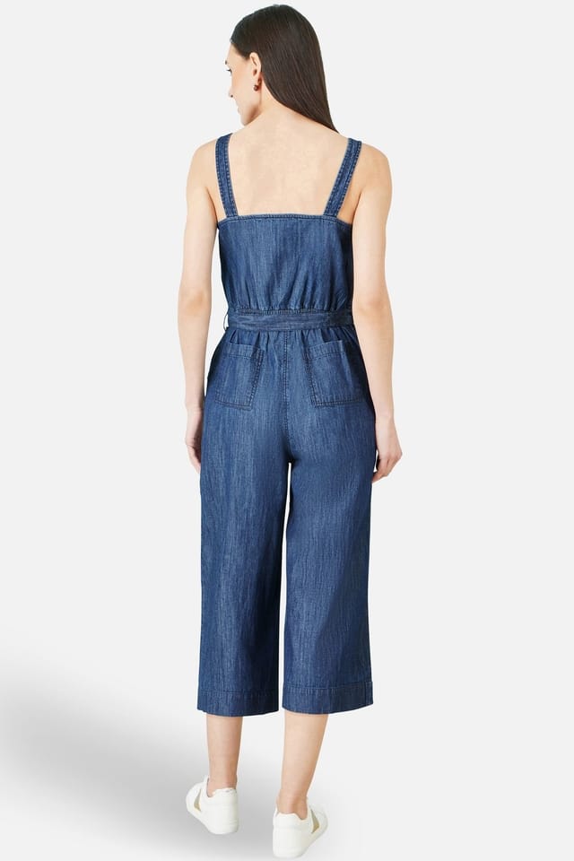 Yumi Yumi Women's Blue Chambray Button Through Jumpsuit - 3