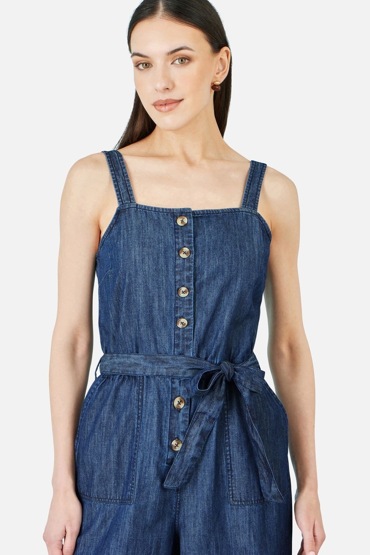 Yumi Yumi Women's Blue Chambray Button Through Jumpsuit - 4