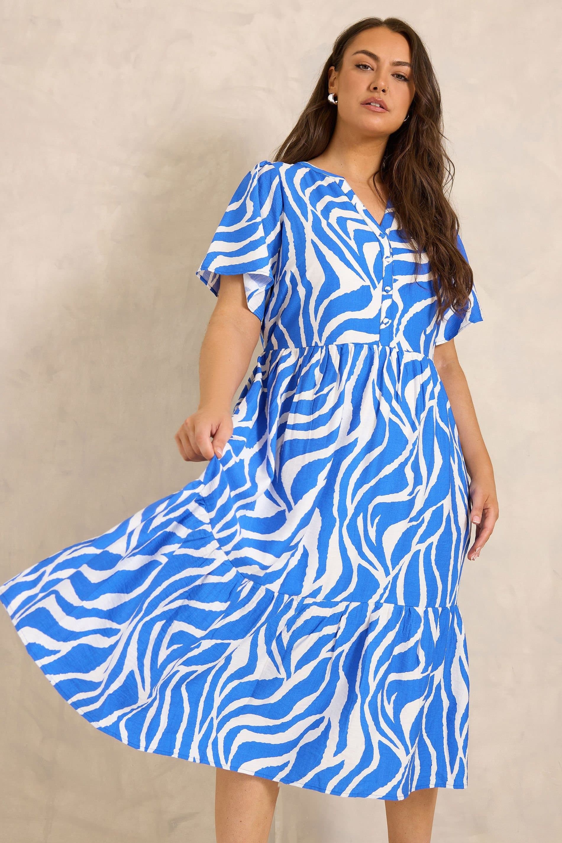 Evans Evans Women's Abstract Print Dress in Cobalt