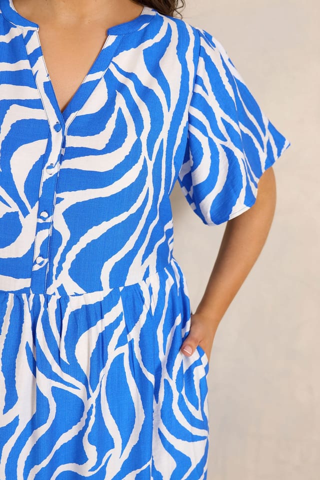 Evans Evans Women's Abstract Print Dress in Cobalt - 3