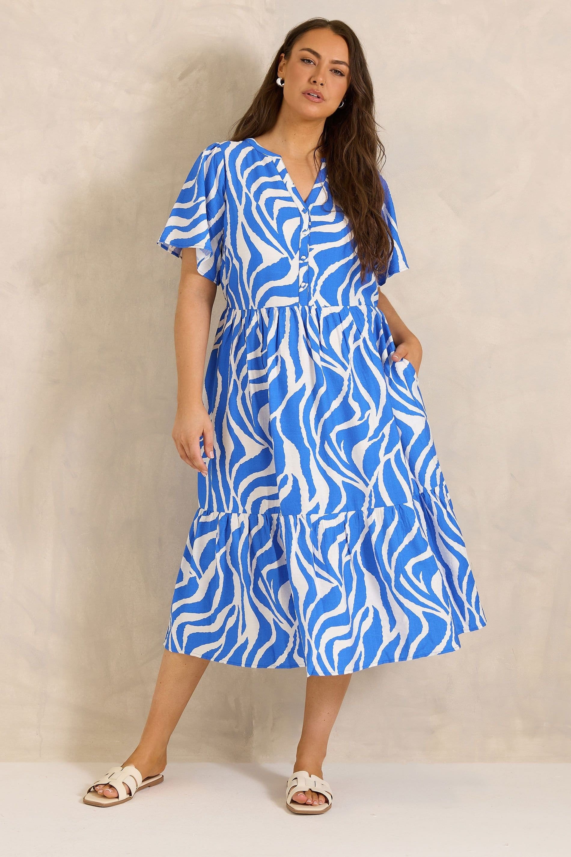 Evans Evans Women's Abstract Print Dress in Cobalt - 4