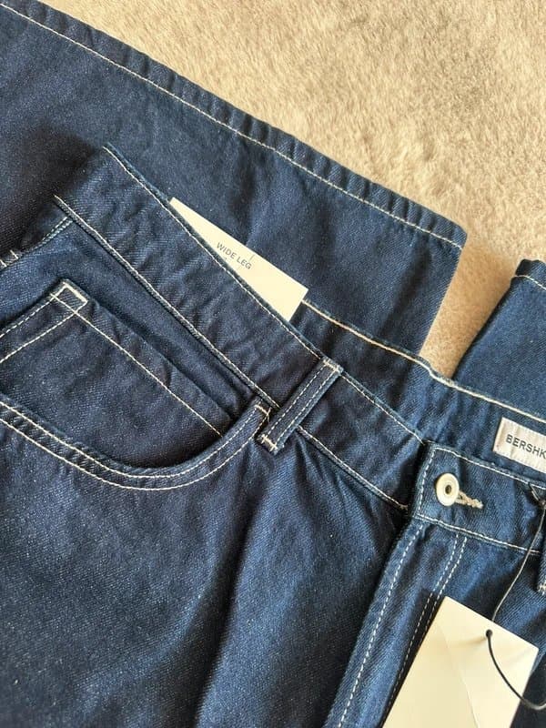 Bershka Bershka wide leg contrast stitch jeans