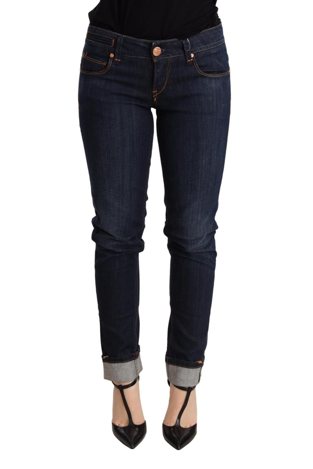 Acht Acht Women's Blue Washed Low Waist Skinny Denim Trouser - 1