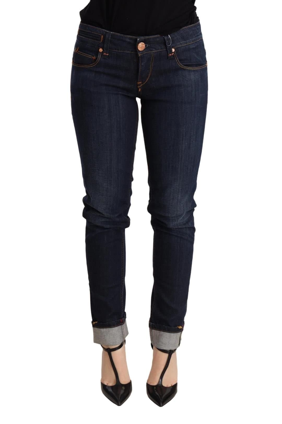 Acht Acht Women's Blue Washed Low Waist Skinny Denim Trouser