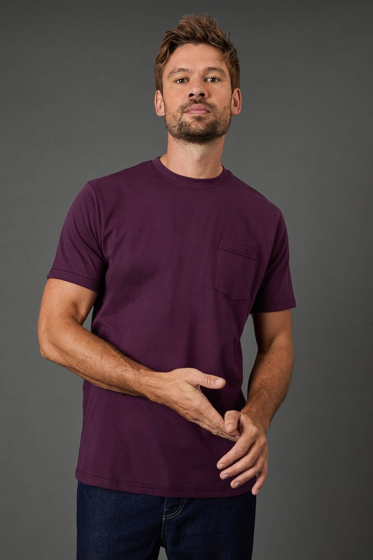 Maine Maine Men's Plum Short Sleeve T-Shirt With Pocket