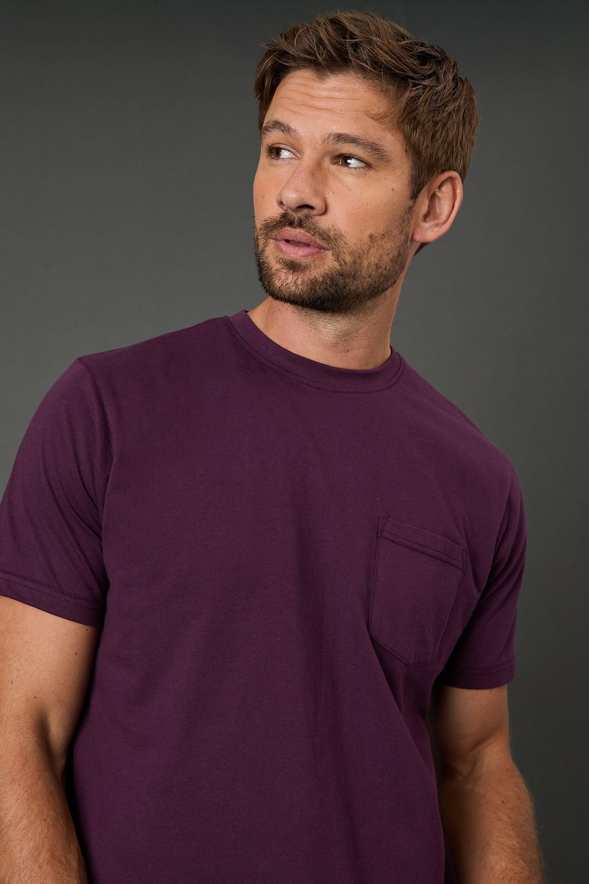 Maine Maine Men's Plum Short Sleeve T-Shirt With Pocket - 2