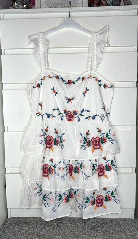 New Look White Floral Embroidered Mini Dress