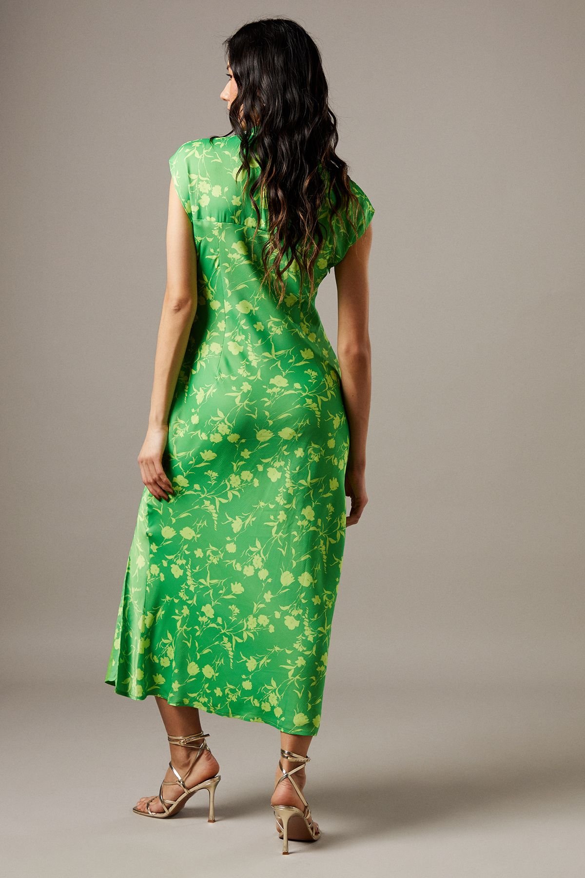 Warehouse Warehouse Women's Crinkle Satin Button Side Midi Dress in Floral - 3