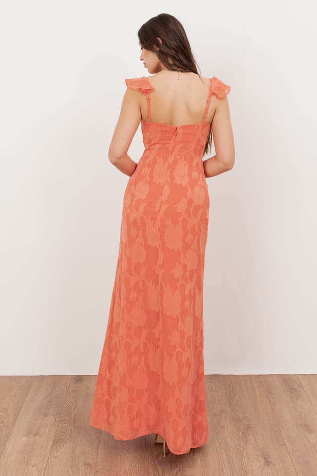 Anaya with Love Anaya with Love Women's Strappy V Neck Ruffled Maxi Dress in Coral - 2