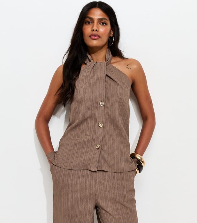 New Look Women's Mink Button Detail Halter Neck Waistcoat Top New Look - 2