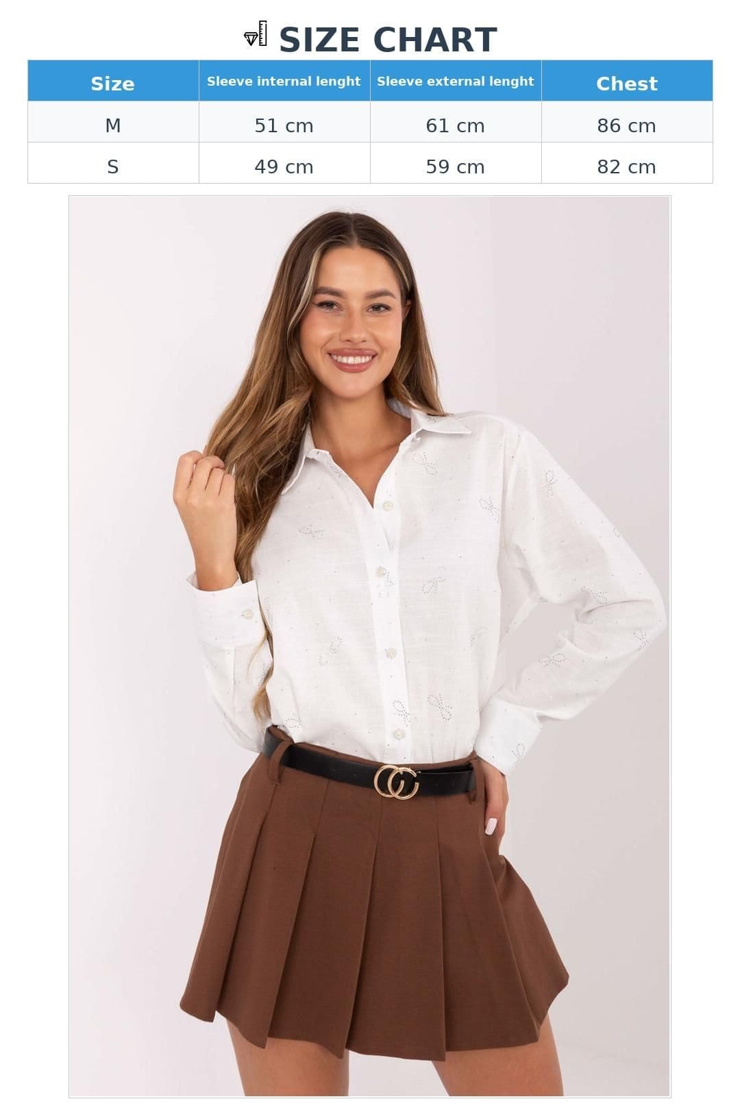Love Lace Love Lace Women's Viscose Jet Stone Long Sleeve Shirt in White - 4