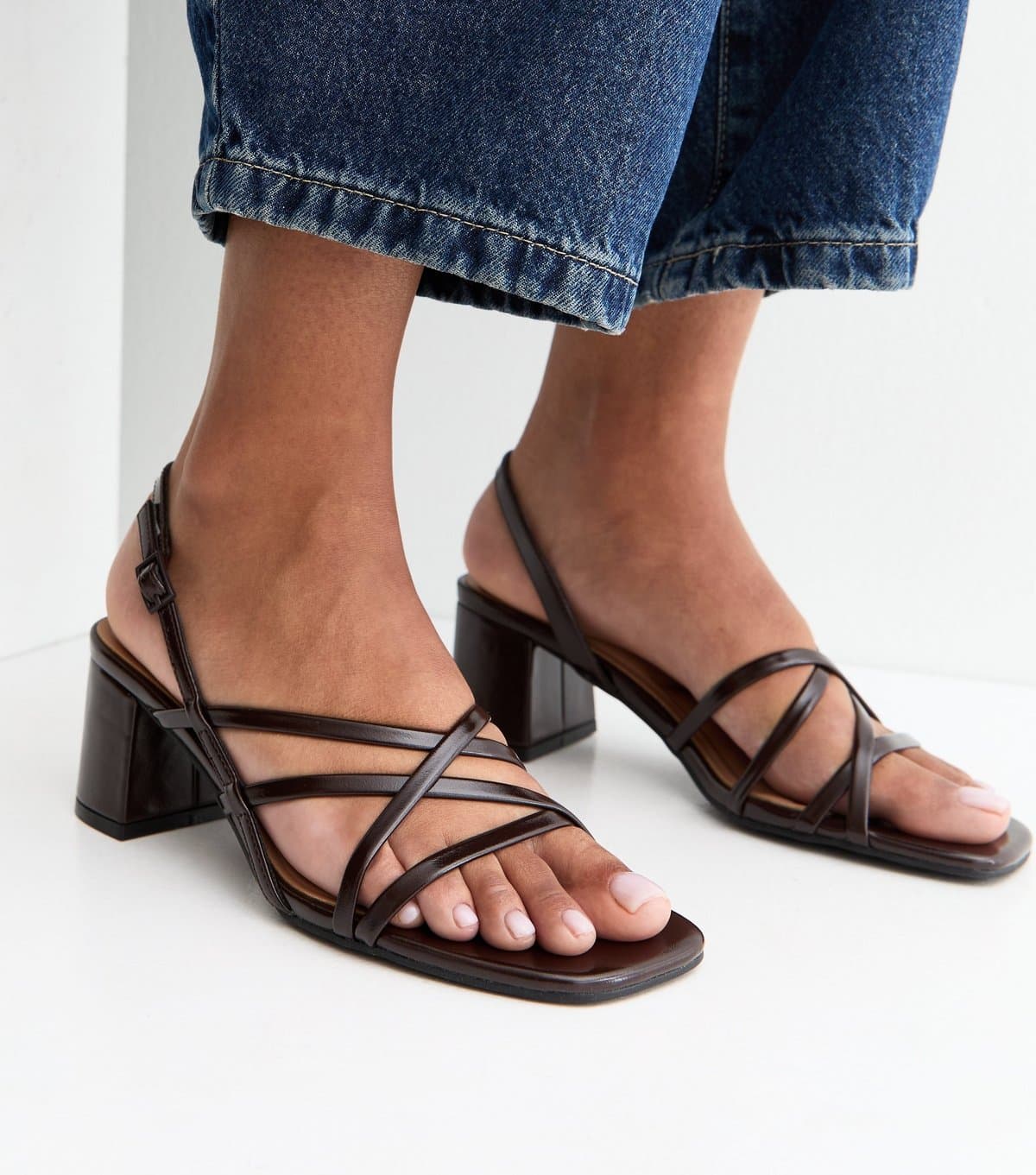 New Look New Look Dark Brown Faux Leather Block Heel Sandals