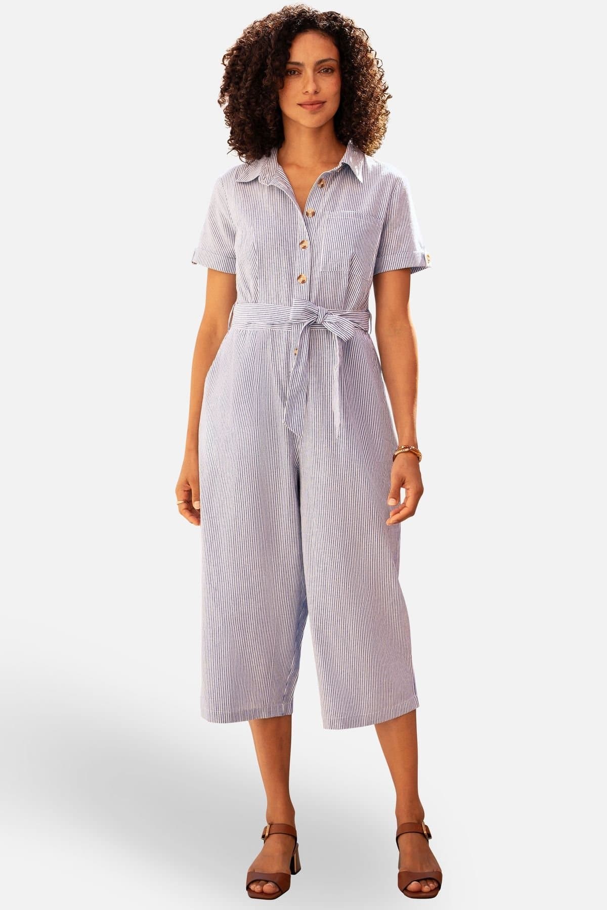 Yumi Yumi Women's Cotton Denim Jumpsuit in Cool White