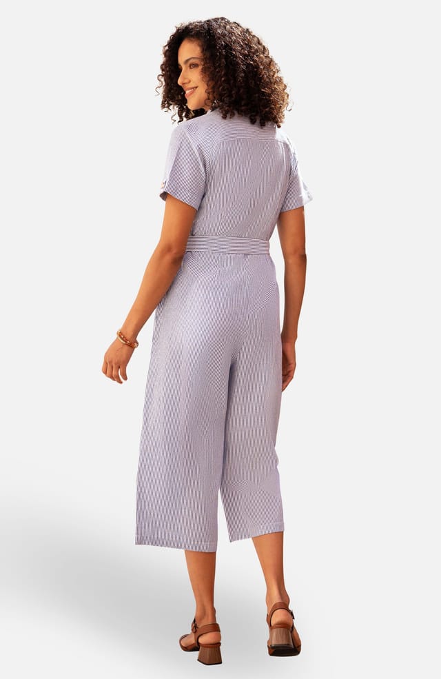 Yumi Yumi Women's Cotton Denim Jumpsuit in Cool White - 2