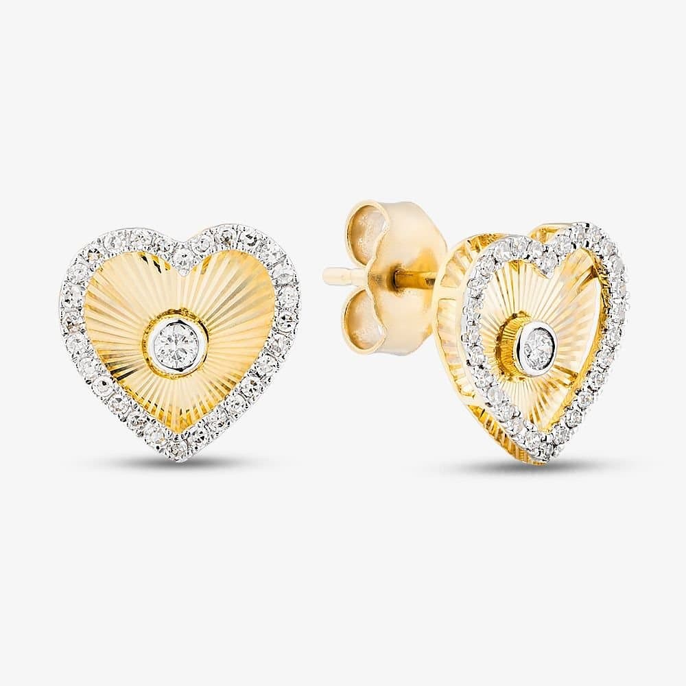 T.H.Baker T.H.Baker Women's 9ct Yellow Gold 0.20ct Diamond Heart Stud Earrings THE48573-20SF (YG)