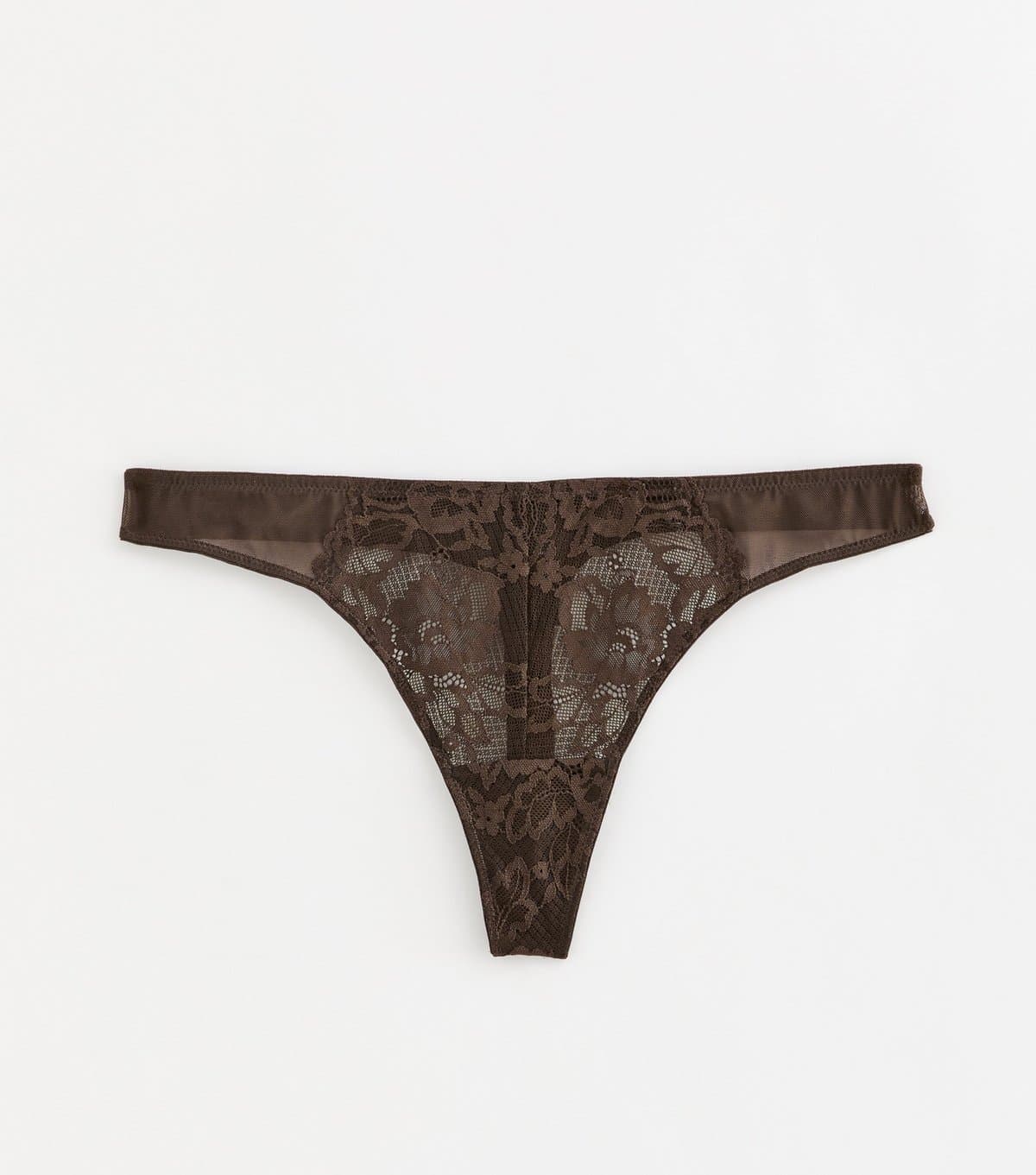 New Look Women's Dark Brown Floral Lace Thong New Look