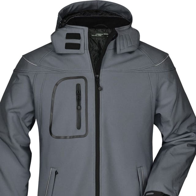James and Nicholson James and Nicholson Men's Winter Soft Shell Jacket in Dark Grey - 2