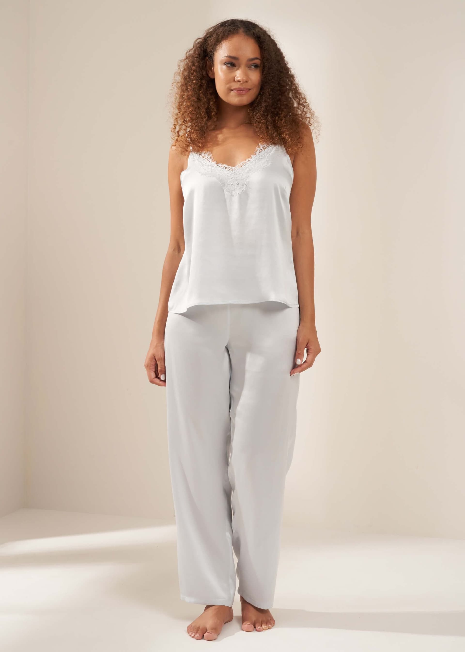 Truly Truly Women's Silk Cami & Trouser Set in Baby Blue