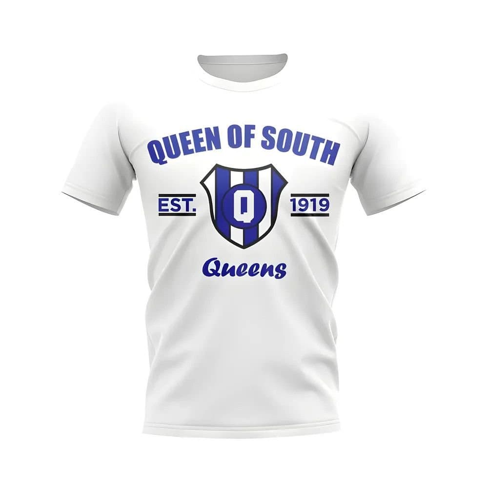 QoS QoS Men's Personalised Queen of the South Established Football T-Shirt White