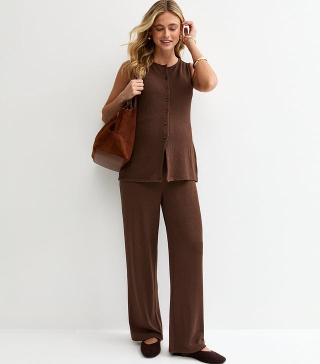 New Look Women's Maternity Brown Textured Button Waistcoat New Look - 3