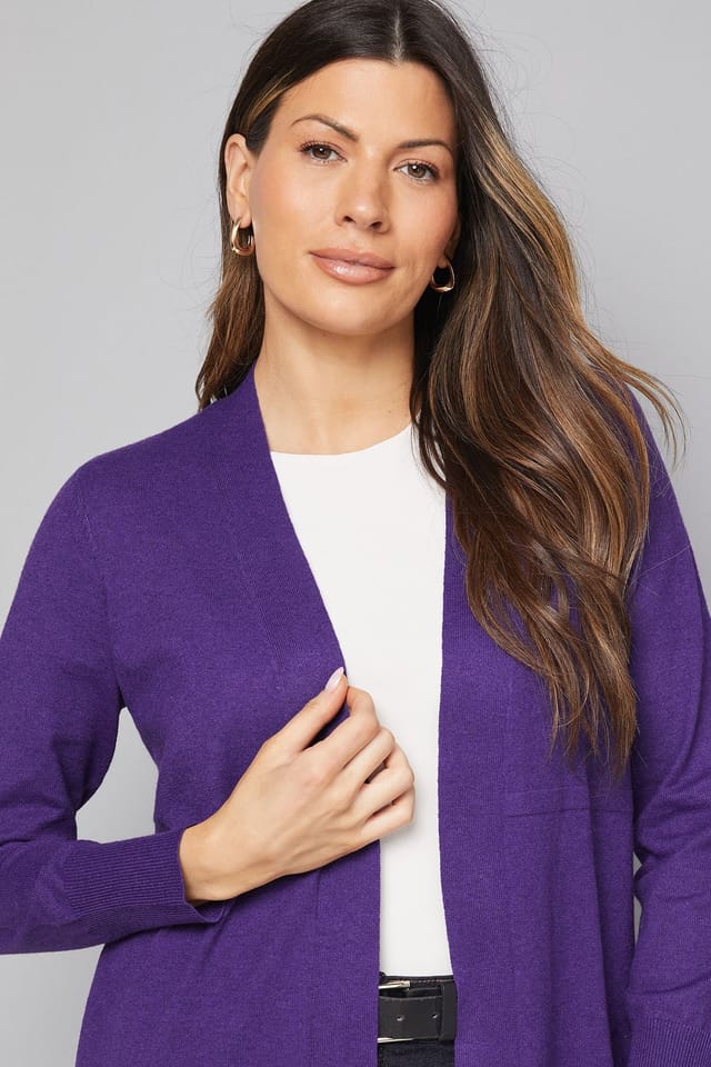 Wallis Wallis Women's Longline Seam Cardigan in Purple - 3