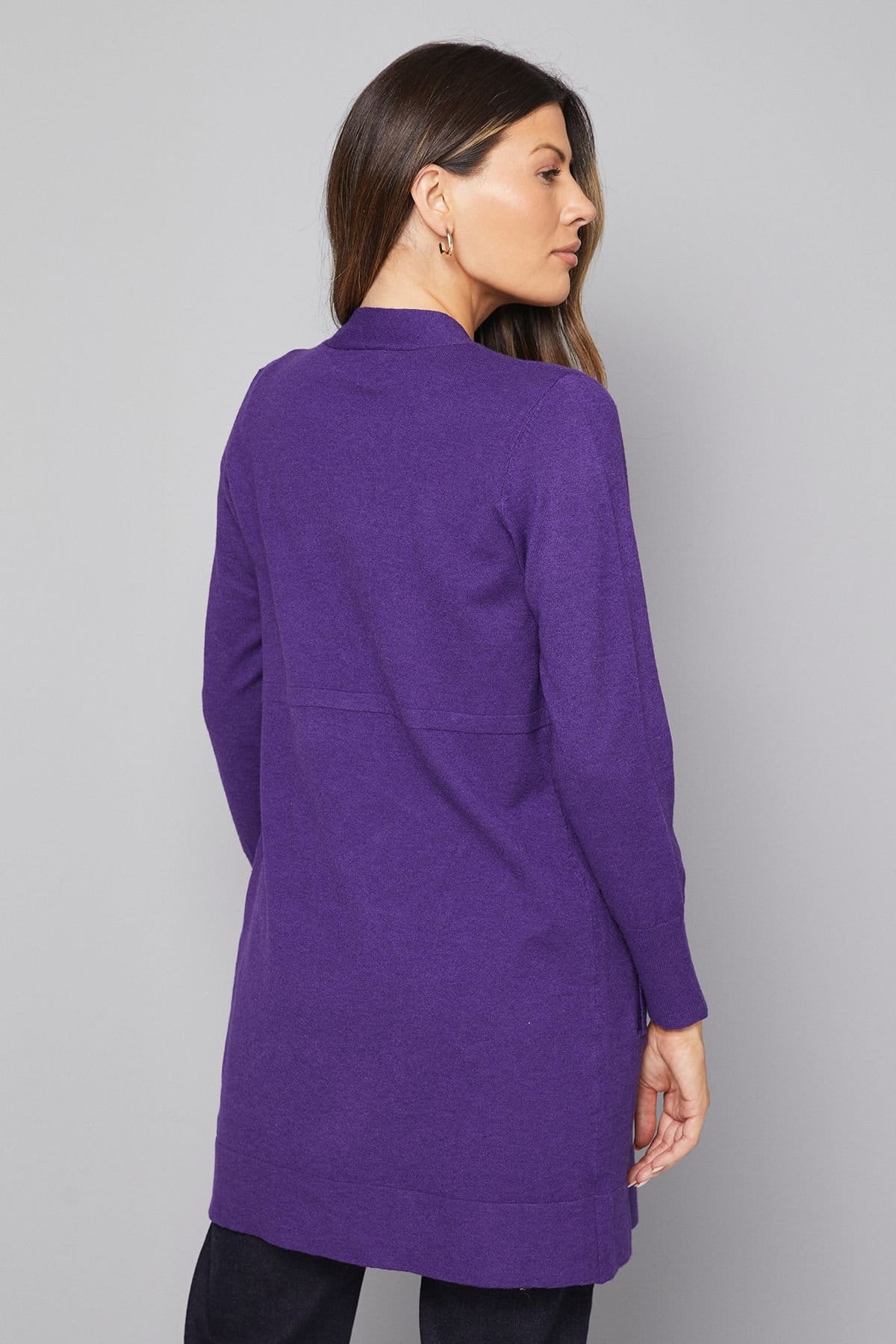 Wallis Wallis Women's Longline Seam Cardigan in Purple - 4