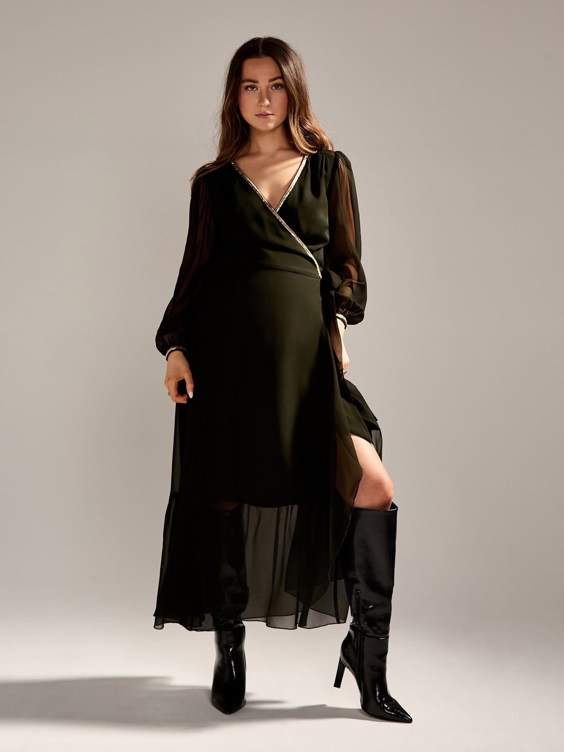 GWD by GEORGE W. DAVIES GWD by GEORGE W. DAVIES Women's GWD Monica Khaki wrap Maxi Dress