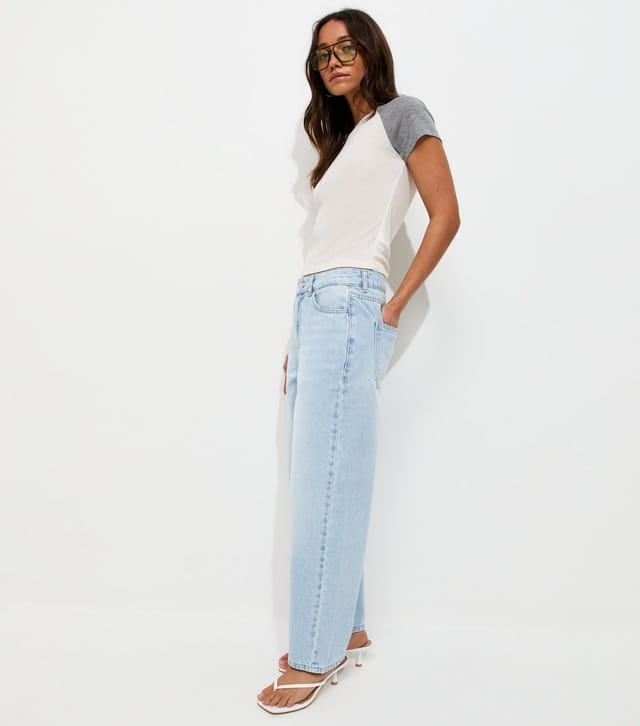 New Look Women's Light Blue Wash Cropped Tapered Barrel Leg Jeans New Look - 2