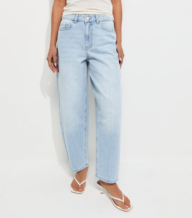 New Look Women's Light Blue Wash Cropped Tapered Barrel Leg Jeans New Look - 3